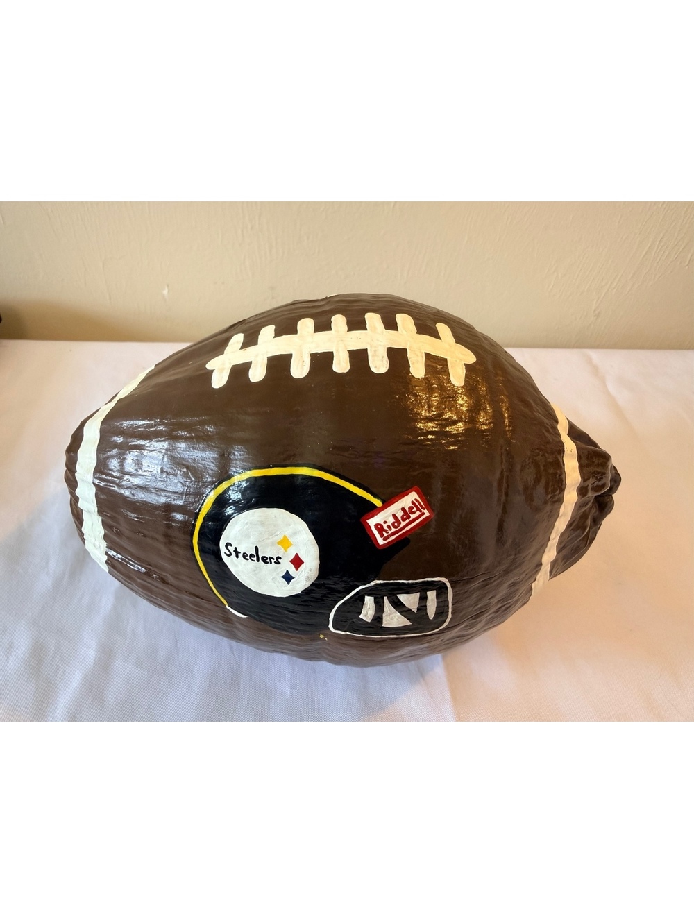 Hand Painted Coconut Football Pittsburgh Steelers Fan Art Folk Art Decor